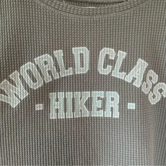 AERIE WOW! Offline Cropped Waffle Tank Top World Class Hiker Blue Green Large - Picture 5 of 9